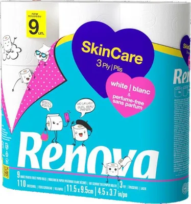 Obrázok produktu pre Toaletný papier Renova Skin Care White 9 rolí