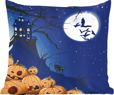 Produktbild von MuchoWow® Zierkissen Sofakissen Wohnzimmer Dekokissen 50x50 cm Eine Halloween-Nacht in einer Illustration - Komfort - Sofakissen