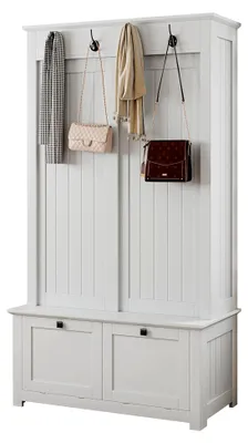 Produktbild von Garderoben Set mit Wandgarderobe, Schuhschrank und Haken, Flurgarderobe Set, 100×50×180cm