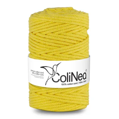 Zdjęcie produktu dla ColiNea, sznurek bawełniany z bawełnianym rdzeniem, pleciony, 5 mm, 100 m, jasnożółty