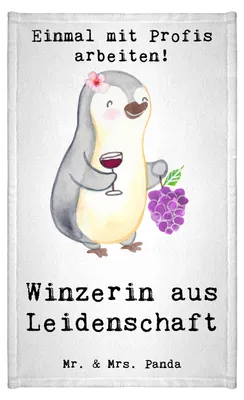Produktbild von Mr. & Mrs. Panda Handtuch Winzerin Leidenschaft - Weiß - Geschenk, badezimmer, Frotteetuch, Frotteehandtuch, Gäste-WC, Gästetuch