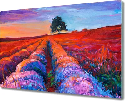 Produktbild von Coloray Kochplattenabdeckung Herdabdeckplatte 80x52 cm Hackbrett Schneidebrett Küchenbrett - Blumen Baum Himmel