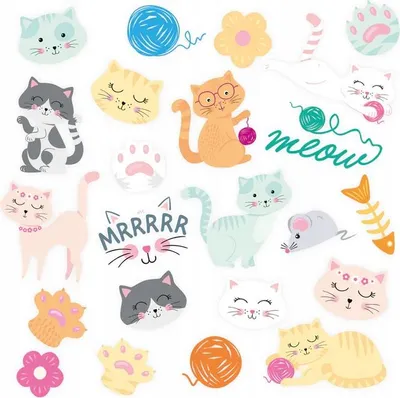 Produktbild von Bunte Katzen Temporäre Tattoos Geburtstagsparty Mix Set 23 Stk.
