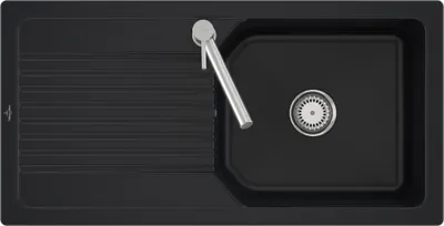 Produktbild von Villeroy & Boch 338601R7 Linara 60 Einbauspüle Unterschrankbreite ab 60 cm mit Handbetätigung Pure Black - inkl.
