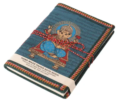 Produktbild von Notizbuch mit Handgeschöpftem Papier, Indisches Tagebuch 17*10 cm - Ganehsa, Blau, Notizbücher & Tagebücher