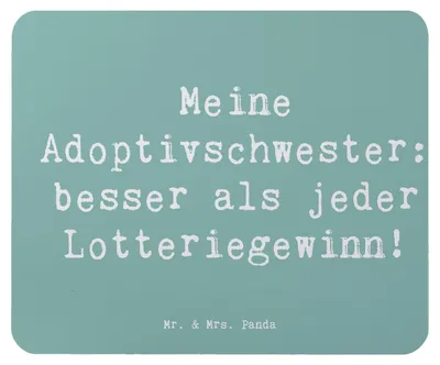 Produktbild von Mr. & Mrs. Panda Mouse Pad Spruch Adoptivschwester Wunder - Meeresbrise - Geschenk, notebook mauspad, pc, Adoption, Verwandte, Segen, Glück, Geschwisterliebe, Geburtstage
