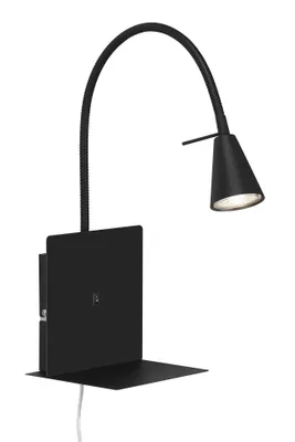 Produktbild von Briloner Wandleuchte LED GU10 5W Wandlampe Flexarm Ablage Schalter Schwarz