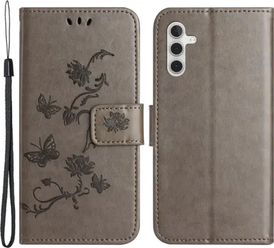 Produktbild von Samsung Galaxy A25 Hülle - Coverup Blumen & Schmetterlinge Klapphülle - Taupe Grau