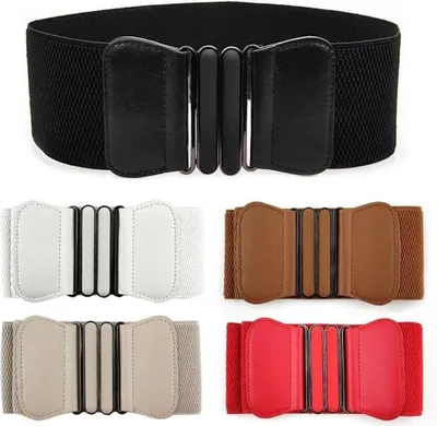 Produktbild von 5 Stücke Damen Breiter Taillengürtel Stretchgürtel Elastische Hüftgürtel Gürtel Waistband für Kleidung Dekor