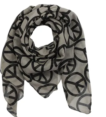 Produktbild von Baumwolltuch - Peace Muster 10 cm grau - schwarz - quadratisches Tuch