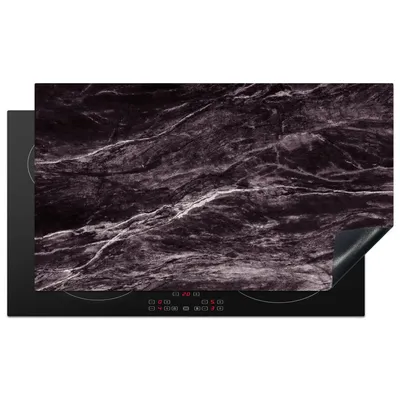 Produktbild von KitchenYeah© Herdabdeckplatte Marmor - Steine - Schwarz - Weiß , 91x52cm, Küche Deko, Glaskeramikkochfeld Herdabdeckung, Abdeckplatte fùr Kochfeld