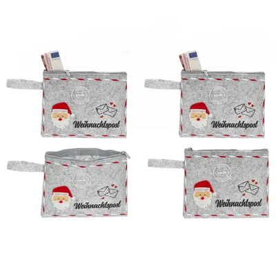 Produktbild von 4 x Filztäschchen mit Reißverschluss für kleine Geschenke wie Geld, Schmuck, Ringe - Geldgeschenk Verpackung Filztasche