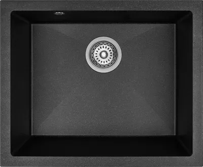 Produktbild von BADLAND Granitspüle Einzelbecken IBIZA 56x46 Schwarz | Siphon im SET!