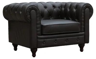 Image de Fauteuil Chesterfield "Aliza" - 111 x 82 x 70 cm - Noir
