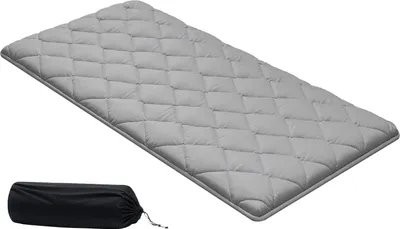 Obrázek produktu pro SucceBuy Japonská futonová matrace (2032 x 991 x 63,5 mm), skládací matrace tatami ve velikosti jednolůžka, podlahová matrace s taškou na přenášení a upevňovacím materiálem, 9vrstvá podložka na spaní pro meditaci a jógu, šedá barva