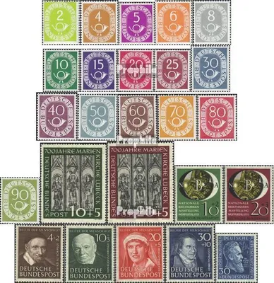 Produktbild von Briefmarken BRD (BR.Deutschland) 1951 Mi 123-147 (kompl.Ausg.) Jahrgang 1951 komplett gestempelt Posthorn