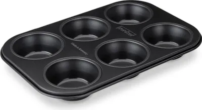 Produktbild von Zenker Perfect Black 6er Muffinform aus Stahlblech Robuste Backform mit Antihaftbeschichtung, ideal für köstliche Muffins und Cupcakes