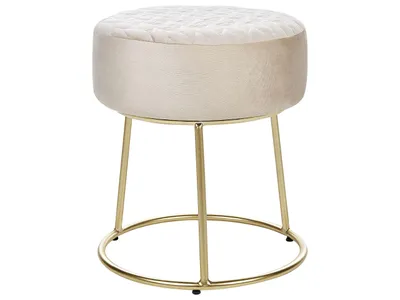 Obrázek produktu pro BELIANI Taburet béžové sametové čalounění zlatý kovový podstavec moderní glamour styl obývací pokoj ložnice