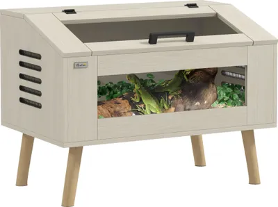 Obrázek produktu pro PawHut terárium pro plazy s bočním větráním, 111l hadí vivárium s okny z tvrzeného skla, víko, 80 x 50 x 60 cm přírodní dřevo