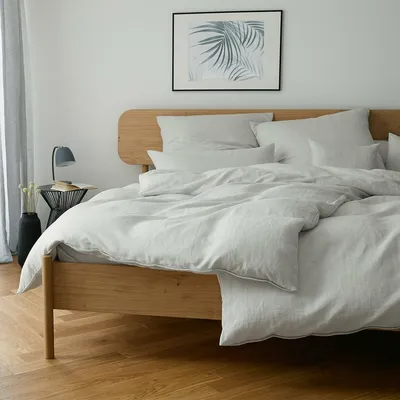 Produktbild von elegante Halbleinen-Bettwäsche-Garnitur Breeze Farbe Kreide Größe 155x220+80x80cm