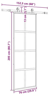 Productafbeelding van vidaXL Schuifdeur met beslag, zwart, 76x205 cm, veiligheidsglas
