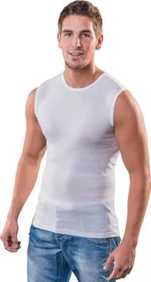 Herren Muskelshirt Rundhals-Ausschnitt weiß