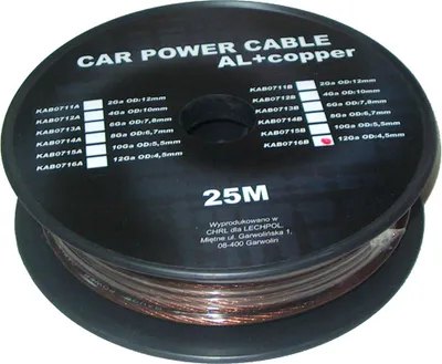 Zdjęcie produktu dla Kabel zasilający z aluminium + miedź 4GA, 3.31 x 4.5 mm, 25 m, Czarny