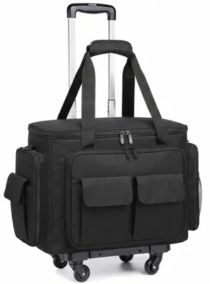 Nähmaschinentasche mit abnehmbarem Trolley, schwarz, 43x20x32 cm