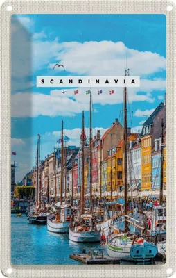 Produktbild von vianmo Blechschild 18x12 cm Skandinavien SchiffstourMeer Bildmotiv Reisemotiv Abenteuer Reisen Urlaub