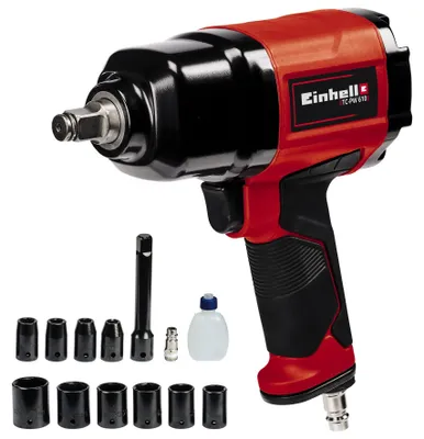 Zdjęcie produktu dla Einhell TC-PW 610, Klucz zapadkowy, Czarny, Czerwony, 7000 RPM, 610 N·m, 142 l/min, 6,3 bar