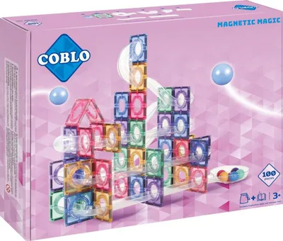 Obrázok produktu pre Coblo hračkárske magnetické dlaždice Pastel Marblerun / mramorová dráha 100 kusov