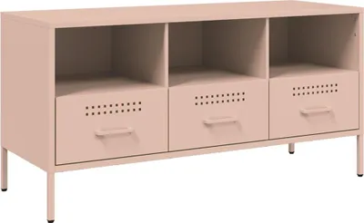 Zdjęcie produktu dla vidaXL Szafka pod telewizor różowa 100,5x39x50,5 cm stalowa