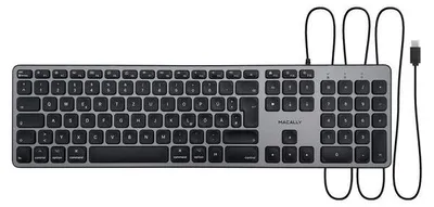 Produktbild von Macally UCZKEYSG-DE, USB-C Tastatur f. Mac, PC & Tablet, DE QWERTZ Layout, Grau