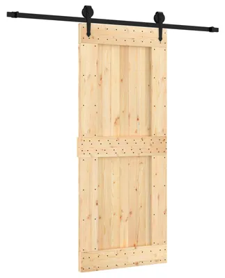 Image de Porte coulissante « Naturel » et « Noir », 85 x 210 cm, pin massif