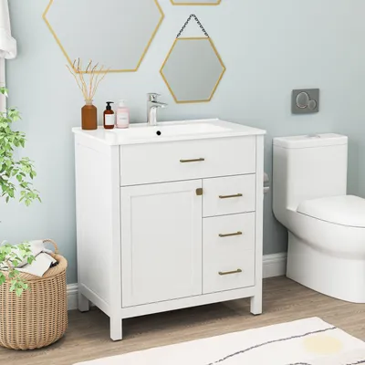 Immagine prodotto di Mobile da bagno - Mobile lavabo - Mobile sottolavabo - Armadietto lavabo - Mobiletto bagno - Lavabo in Vetroceramica