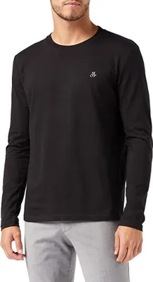 Produktbild von Marc O'Polo Herren Poloshirt Shaped Fit Langarm mit geripptem Rundhalsausschnitt und dezentem Logo