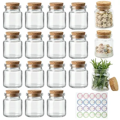 Productafbeelding van Set van 18 Mini Glazen Flessen met Kurk - Voor Kruidens, Wensen en Crafting
