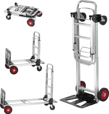Produktbild von Wózek do transportu worków VEVOR 2 w 1 Składany Wózek transportowy o udźwigu 113/181 kg Wózek do transportu worków ze stopu aluminium i stali węglowej ⇋ Wózek platformowy Wózek do załadunku i transportu wewnątrz i na zewnątrz budynków