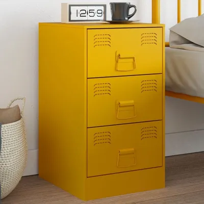 Immagine prodotto di Maison Exclusive - Comodino giallo senape 34,5x39x62 cm acciaio