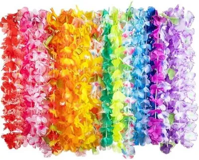 Produktbild von 24Stücke Hawaii Blumenketten Hawaiikette Halskette, Tropische Luau Blumen Lei für Kleid, Hawaii Party Mallorca Deko Geburtstagsparty-Zubehör