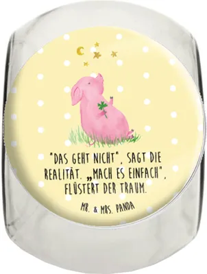 Produktbild von Mr. & Mrs. Panda gewürzglas Schwein Glück L 870ml - Gelb Pastell - Geschenk, Tiermotive, Sterne, Teedose, Kaffeedose, Glücksbringer, Träume, Süßigkeitenglas, schraubglas