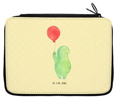 Produktbild von Mr. & Mrs. Panda Federmappe Schildkröte Luftballon - Gelb Pastell - Geschenk, Stiftetasche, Bleistiftetui, Jahrmarkt, Federtasche, Federmäppchen, glücklich, Mäppchen
