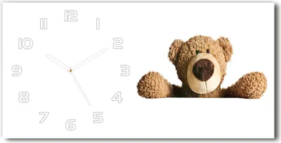 Produktbild von Wanduhr aus Glas – 60x30 cm - Glasbild - Glasuhr - Gehärtetes Glas - weisse-zeiger - Teddybär