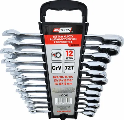 Immagine prodotto di Set di 12 chiavi combinate a cricchetto Awtools. 8-19 mm