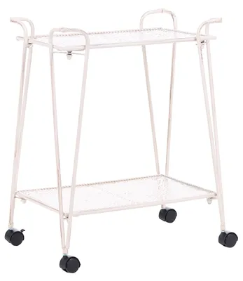 Produktbild von BELIANI Badezimmerregal Weiß Metall mit Rollen 2 Ablageflächen Vintage Retro Stil Badregal Rollwagen Aufbewahrung Badezimmer