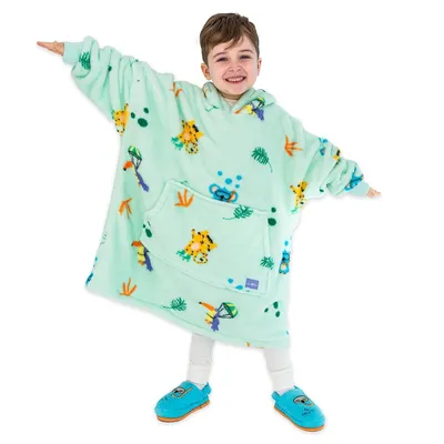 Produktbild von Milk&Moo Little Mermaid Tragbare Decken-Hoodie für Kinder Jungen Mädchen, Weiche Decke mit Ärmeln, Kapuzendecke mit Tasche, Einheitsgröße, Türkiye