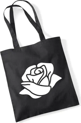 Produktbild von Huuraa Jutebeutel Rose Blüte 10 Liter Black Baumwolle Tasche Geschenkidee