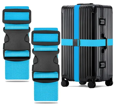 Image de Sangles de valise, lot de 2, longueur 130-250 cm, bleu ciel