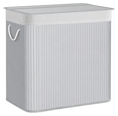 Produktbild von Wäschekorb mit 3 Fächern – Bambus – 60 x 40 x 61,5 cm