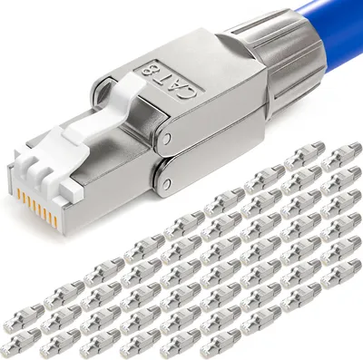 Produktbild von hb-digital 48x Netzwerkstecker CAT 8 RJ45 LSA STP Zinklegierung schmal